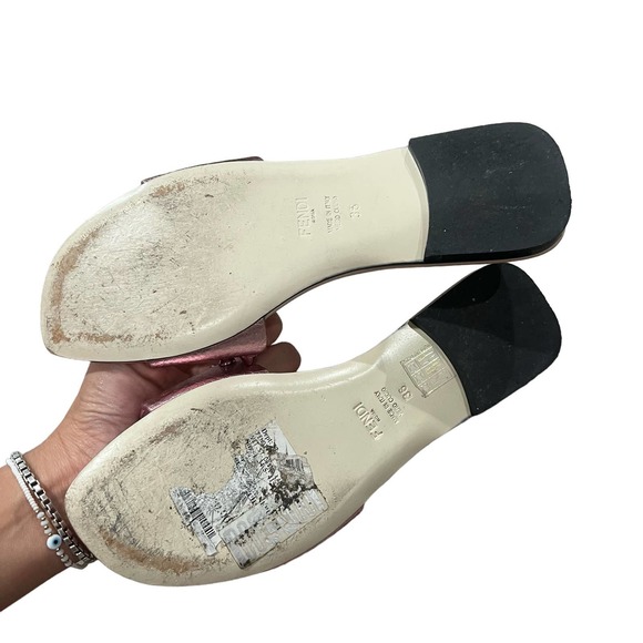 Fendi Metallic Pink Studded Sandals EU Size 36 - Picture 4 of 9